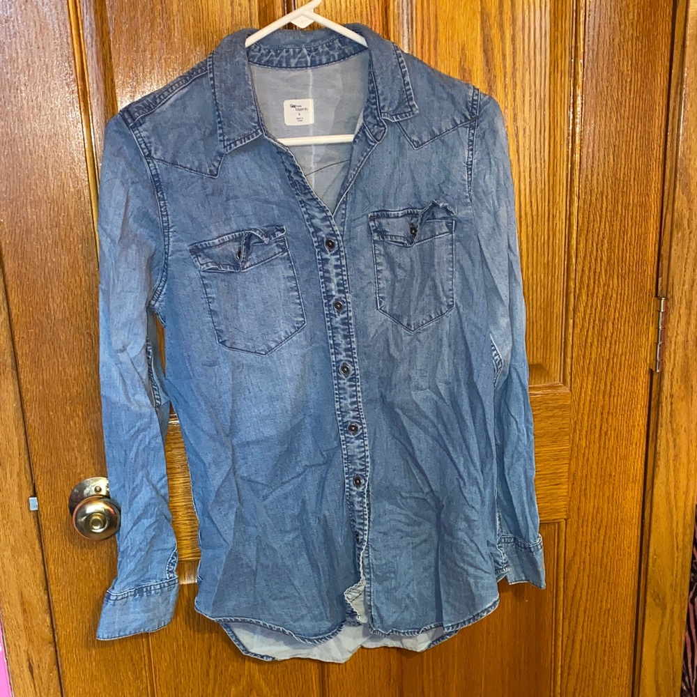 GAP Maternity Light Blue Denim Shirt